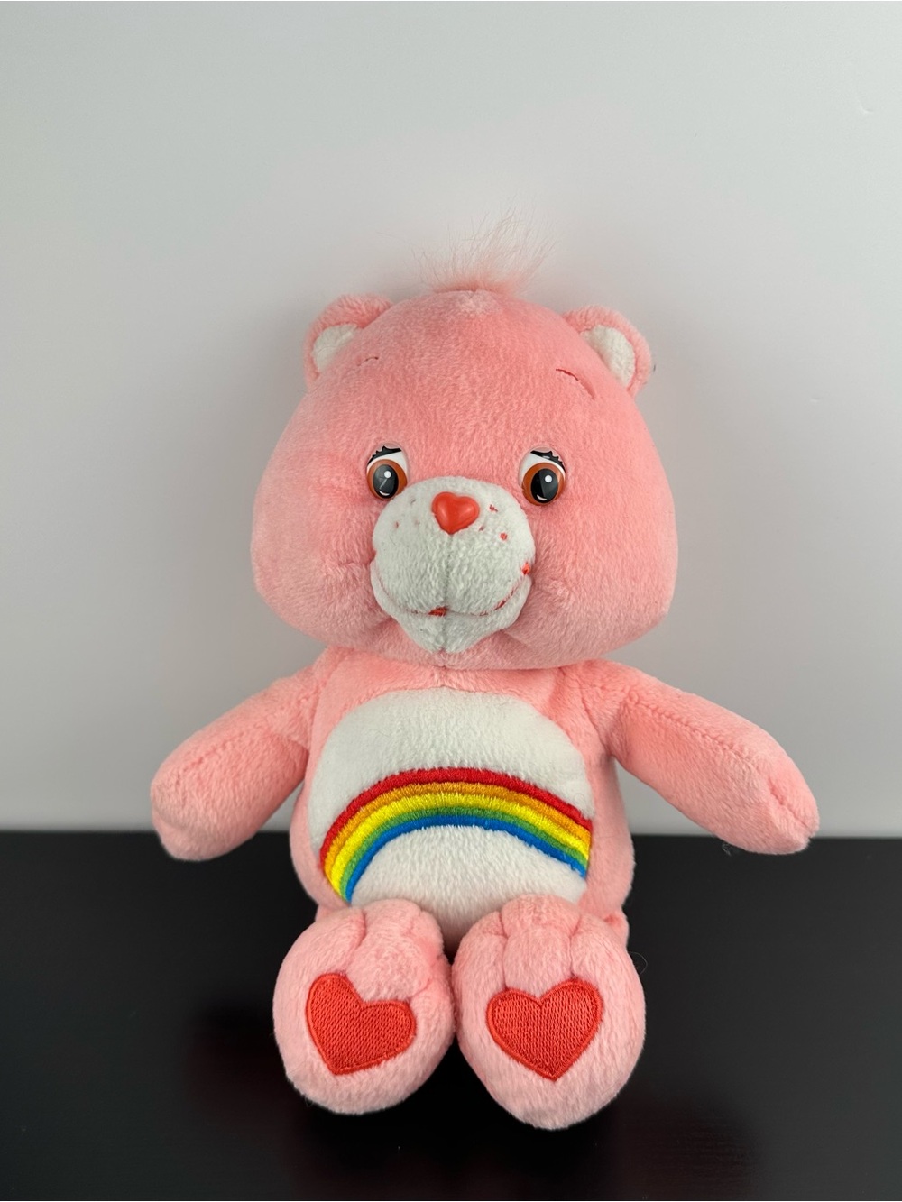 Vintage 2002 Care Bears Cheer Bear Plush Stuffed Animal 10" Pink Rainbow Small